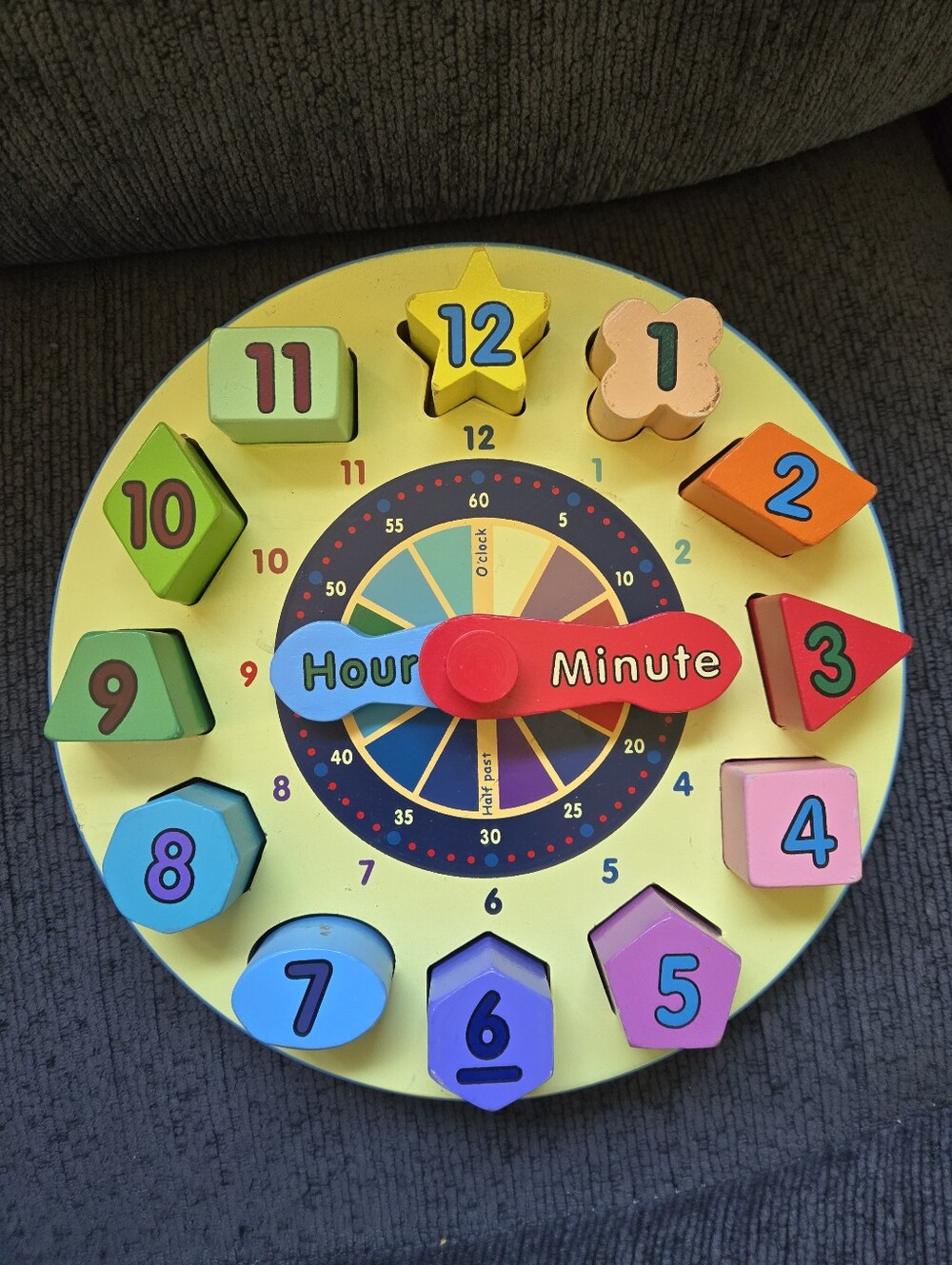 Melissa & Doug Wooden Shape Sorting Wooden Learning Clock Toy